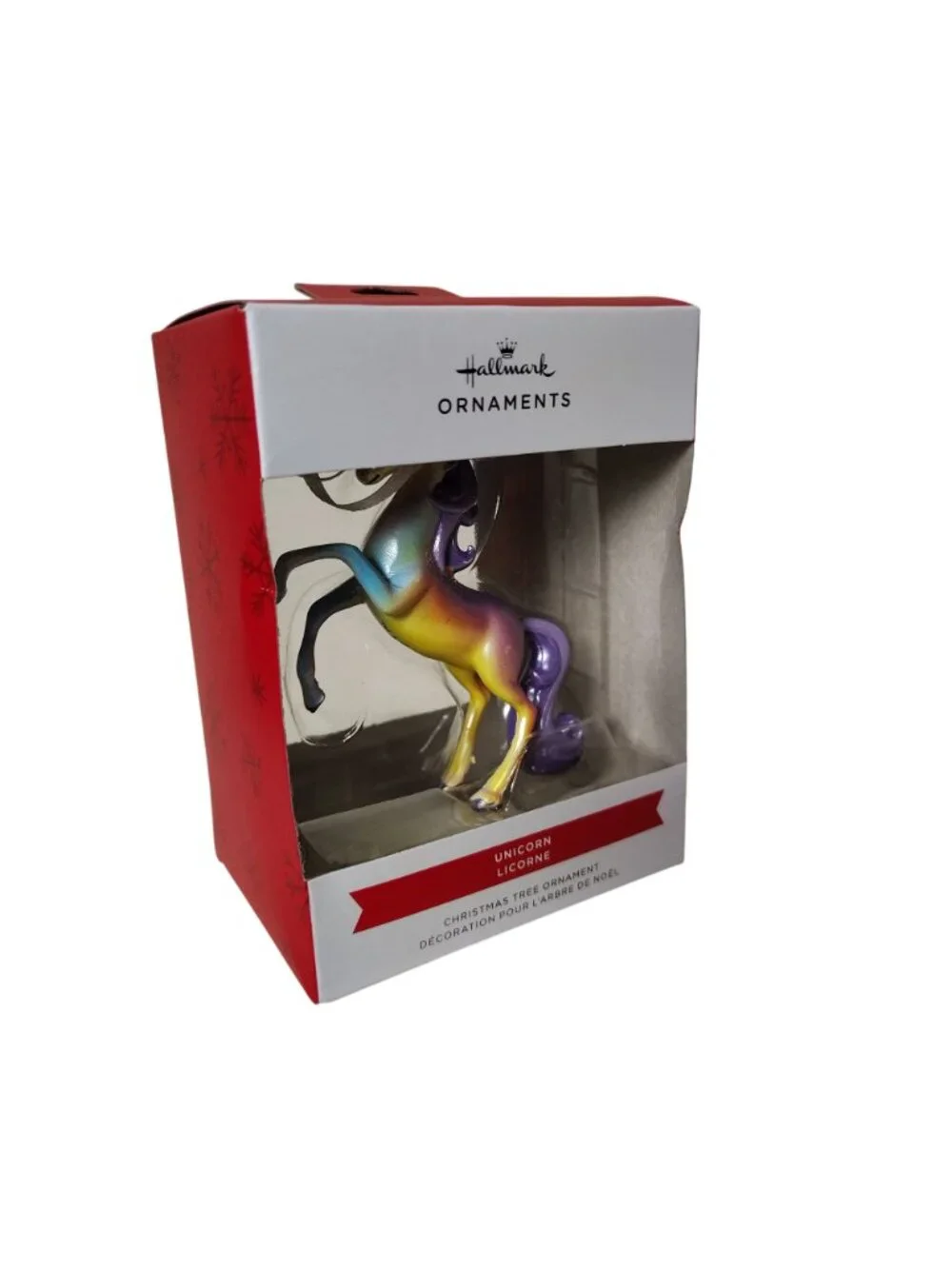 Hallmark Rainbow Iridescent Finish Unicorn Christmas Tree Ornament With Box